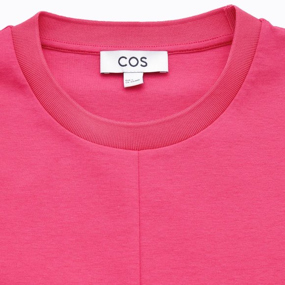 COS SHORT-SLEEVED JERSEY A-LINE MIDI DRESS - PINK - US XS - EU 32/34 - Picture 5 of 9